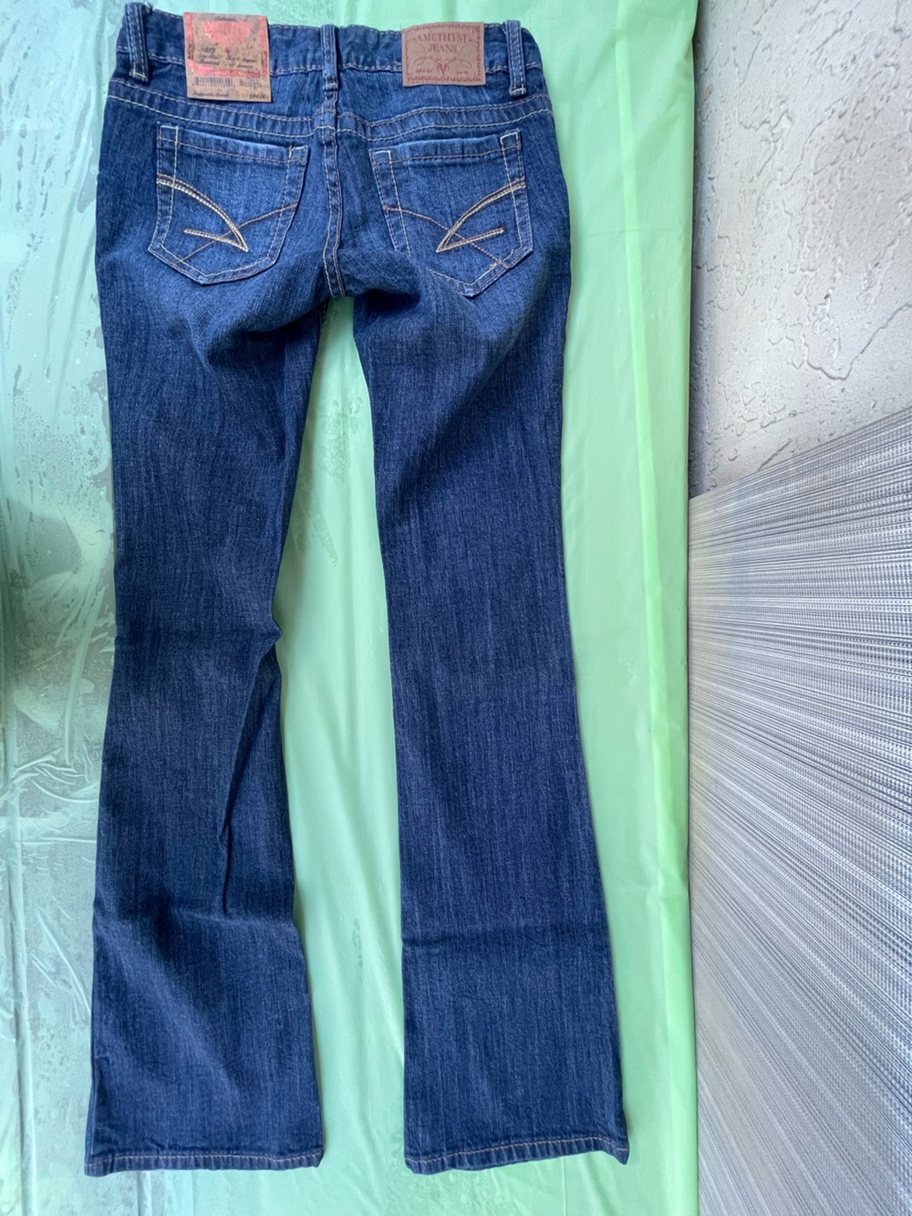 LOW RISE Y2K AMETHYST VINTAGE  BLUE JEANS NEW WITH TAGS SIZE 0 JUNIORS - Picture 2 of 14